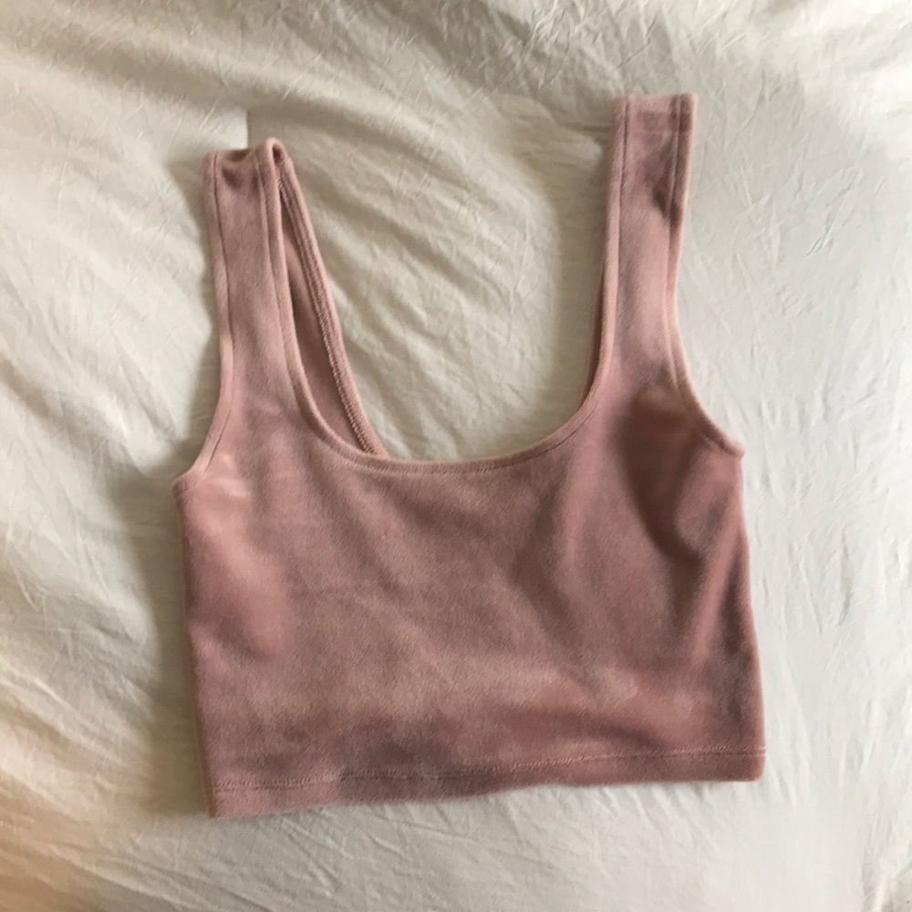 velour pink crop tank